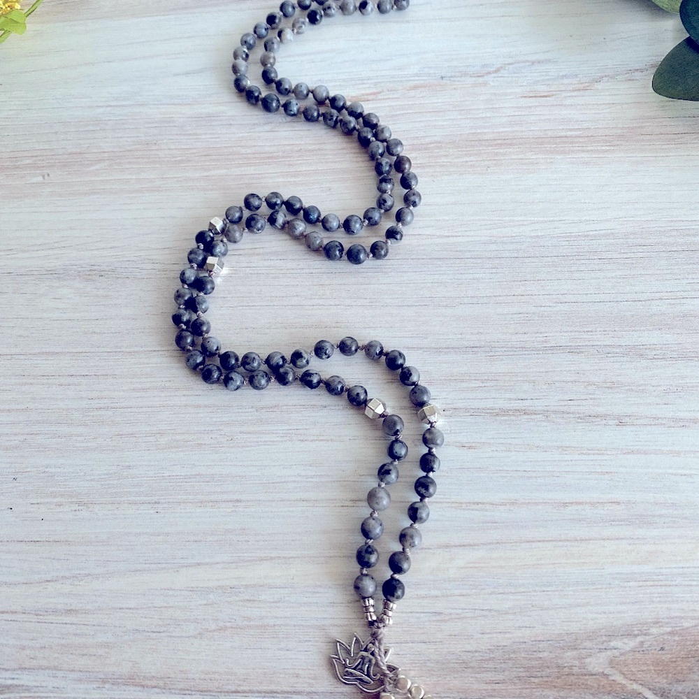 Larvikite | Stability | Zen Style Mala Necklace | Prayer Beads